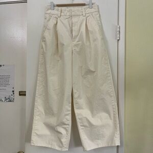 COS Pleated Wide-Leg Denim Pants Cream Ecru High Rise